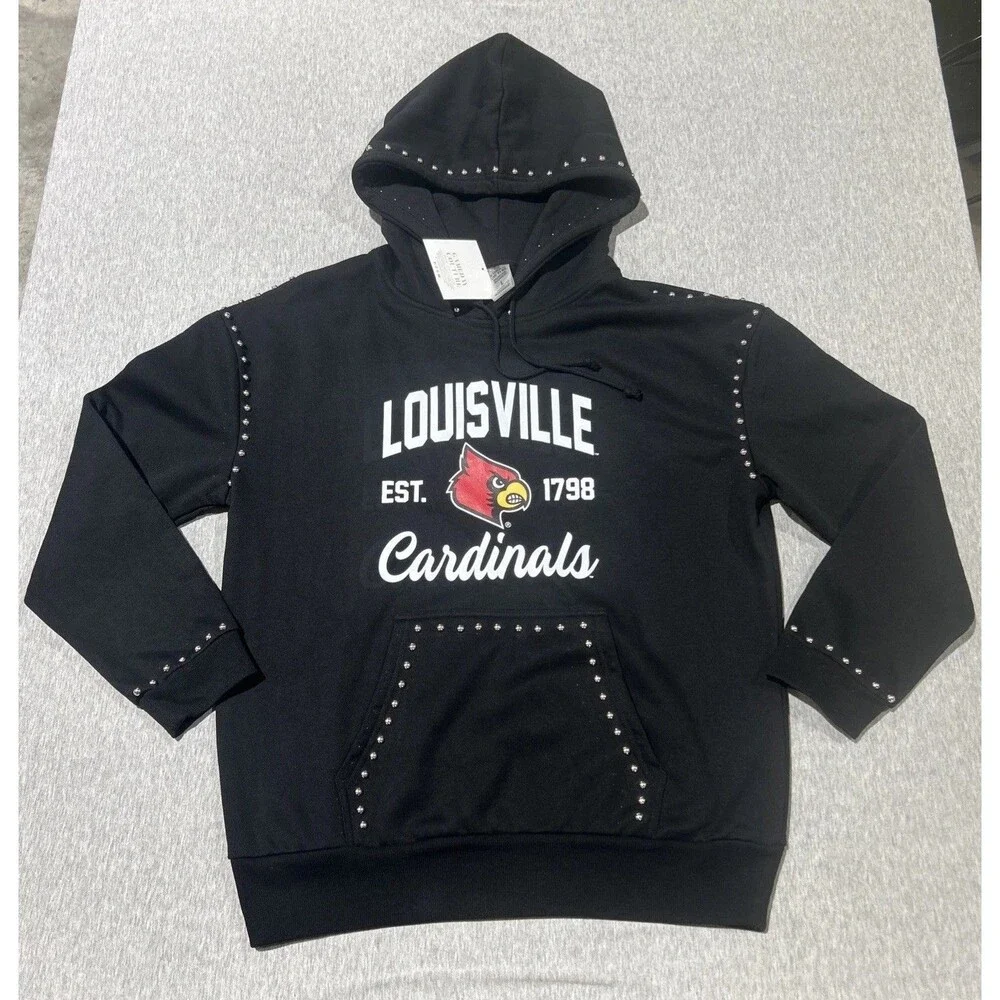 Gameday Couture Louisville Cardinals Studded Hoodie Womens Large Black NWT - Picture 5 of 13